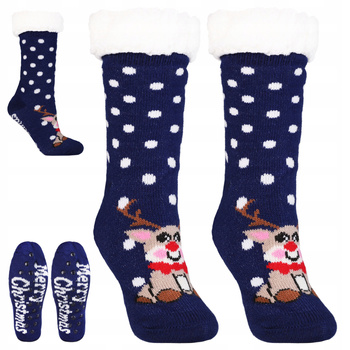 SKARPETKI ŚWIĄTECZNE CIEPŁE SKARPETY Bambosze z ABS r. UNI PREZENT MORAJ