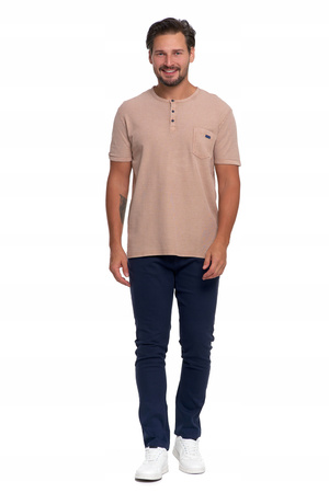 T-Shirt Męski Elegancki Koszulka z Guzikami Bluzka Krótki Rękaw MORAJ 