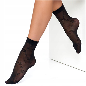 Eleganckie Skarpetki Rajstopowe Damskie Cienkie Wzór w Kwiatki 1-para MORAJ