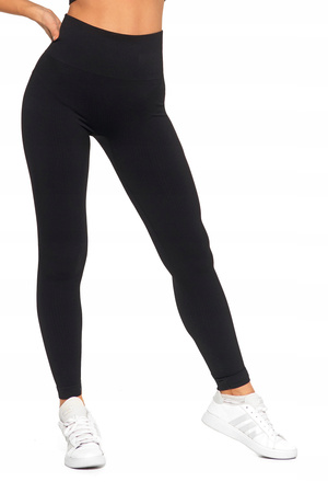 Legginsy Damskie Sportowe Wysoki Stan Kryjące Prążkowane Wygodne MORAJ