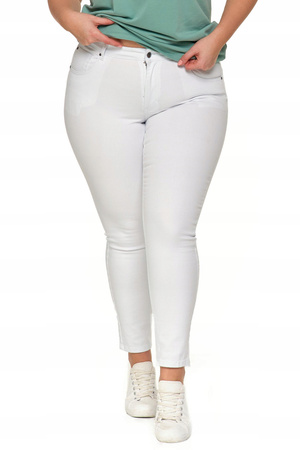 SPODNIE JEANSOWE BIAŁE Damskie Skinny Rurki Wysoki Stan Wygodne MORAJ 