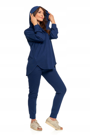 Elegancka BLUZA DAMSKA Oversize z Kapturem Stylowa Dekolt Serek MORAJ
