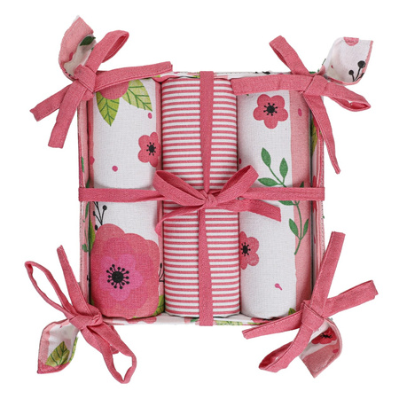 RĘCZNIKI KUCHENNE ELEGANCKIE ŚCIERKI W KOSZYCZKU KWIATKI 40x70 MORAJ 3SZT