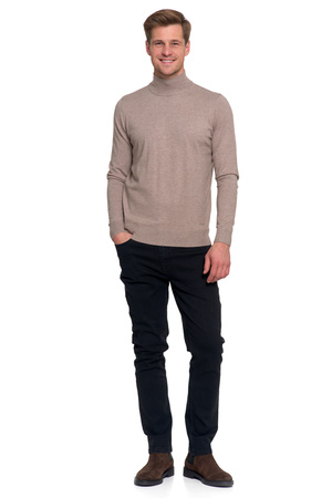 ELEGANCKI SWETER MĘSKI PÓŁGOLF KLASYCZNY GŁADKI MODNY DOPASOWANY MORAJ