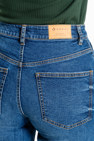 SPODNIE MOM FIT JEANSOWE DAMSKIE WYSOKI STAN LUŹNE MODNE JEANSY MORAJ