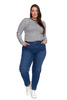 SPODNIE MOM FIT JEANSOWE DAMSKIE WYSOKI STAN LUŹNE MODNE JEANSY MORAJ