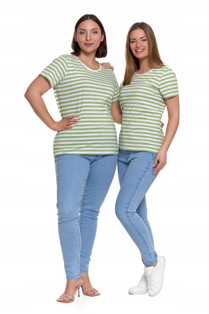 T-SHIRT DAMSKI w Paski Luźna Koszulka Bluzka z Krótkim Rękawem MORAJ 