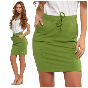 Ołówkowa SPÓDNICA Damska Spódniczka Dresowa z Kieszeniami Wiązana MORAJ