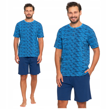 PIŻAMA MĘSKA T-Shirt z Krótkim Rękawem Gładkie Spodenki Wygodna MORAJ
