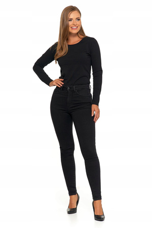 Jeansy Spodnie Damskie Rurki Wysoki Stan Klasyczne Skinny Czarne MORAJ