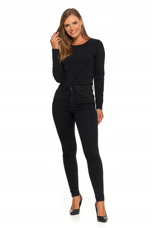 Jeansy Spodnie Damskie Rurki Wysoki Stan Klasyczne Skinny Czarne MORAJ