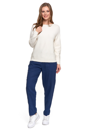 SWETER DAMSKI DZIANINOWY Z WISKOZY LUŹNY KRÓJ WYGODNY MODNY MORAJ