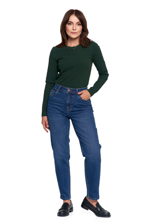 SPODNIE MOM FIT JEANSOWE DAMSKIE WYSOKI STAN LUŹNE MODNE JEANSY MORAJ