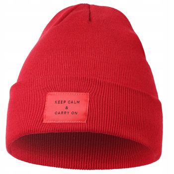 Czapka Damska Zimowa Beanie klasyczna z naszywką Modna Ciepła Prążek MORAJ