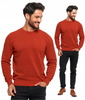 SWETER MĘSKI BAWEŁNIANY Z DEKOLTEM OKRĄGŁYM POMARAŃCZOWY BAWEŁNA 