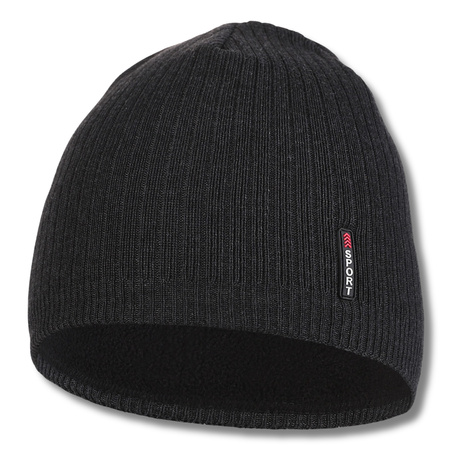 OCIEPLANA CZAPKA ZIMOWA MĘSKA OCIEPLENIE POLAROWE CIEMNA NA ZIMĘ MORAJ