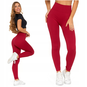 Prążkowane Legginsy Damskie Getry Kryjące Wysoki Stan Modny Kolor MORAJ