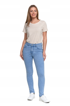 Jeansy Spodnie Damskie Rurki z Wysokim Stanem Klasyczne Skinny MORAJ 