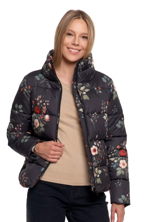 KRÓTKA KURTKA DAMSKA PIKOWANA Z KAPTUREM NA JESIEŃ CIEPŁA MORAJ