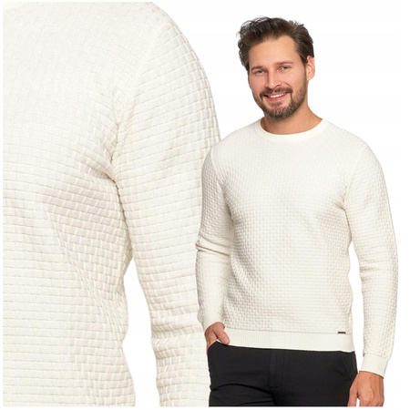 SWETER MĘSKI Elegancki Klasyczny z teksturą Modny Bawełniany MORAJ