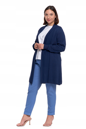 ELEGANCKI KARDIGAN DŁUGI SWETER DAMSKI KLASYCZNA NARZUTKA GŁADKA MORAJ