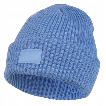 Czapka Damska Zimowa Beanie klasyczna z naszywką Modna Ciepła Prążek MORAJ