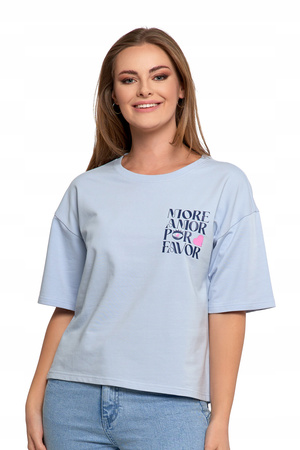 Luźny T-SHIRT DAMSKI Koszulka Bawełniana Bluzka z Krótkim Rękawem MORAJ 