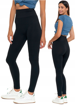 Prążkowane Legginsy Damskie Getry Czarne Kryjące Wysoki Stan MORAJ