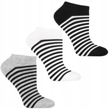 Skarpetki Damskie Stopki MORAJ Skarpety w Paski do kostki 3-pary