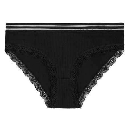Figi Damskie Bikini Majtki Bawełniane Prążek Koronka Modne 4-pak MORAJ 