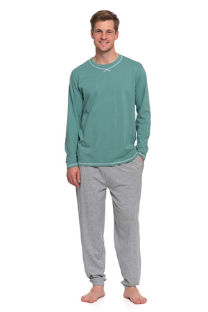 PIŻAMA MĘSKA DWUCZĘŚCIOWA DŁUGI RĘKAW I SPODNIE WYGODNA GŁADKA MORAJ