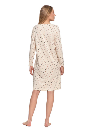 KOSZULA NOCNA PIŻAMA DAMSKA Z DŁUGIM RĘKAWEM BAWEŁNIANA UROCZA MORAJ