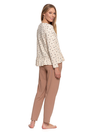 PIŻAMA DAMSKA Z FALBANKĄ DWUCZĘŚCIOWA DŁUGI RĘKAW DŁUGIE SPODNIE MORAJ