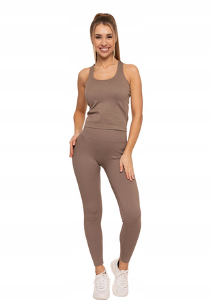 Legginsy Damskie Sportowe Wysoki Stan Kryjące Prążkowane Wygodne MORAJ 