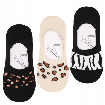 NISKIE STOPKI Damskie Skarpetki Balerinki Pantera Silikon MORAJ 3-PAK