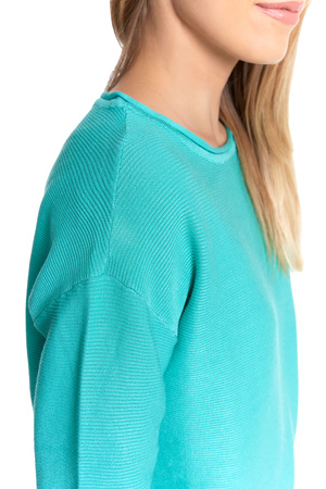 SWETER DAMSKI DZIANINOWY Z WISKOZY LUŹNY KRÓJ WYGODNY MODNY MORAJ