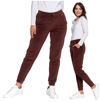 WYGODNE SPODNIE DAMSKIE DRESOWE WELUROWE WYSOKI STAN  STYLOWE MORAJ