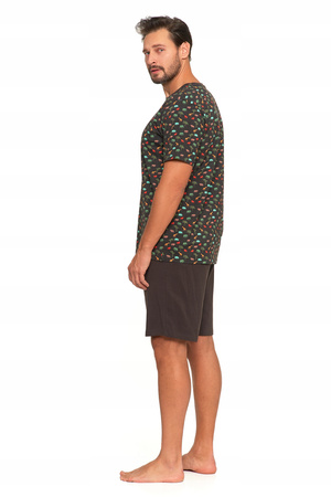 PIŻAMA MĘSKA T-Shirt z Krótkim Rękawem Safari Gładkie Spodenki MORAJ 