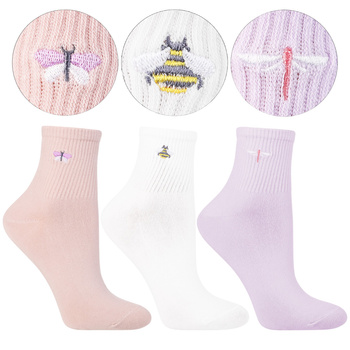 SKARPETKI DAMSKIE ZA KOSTKĘ SKARPETY Z UROCZYM HAFTEM MORAJ 3-PAK