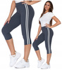 Legginsy 3/4 Damskie Lampas Wysoki Stan Kryjące Przyjemne Miękkie MORAJ 