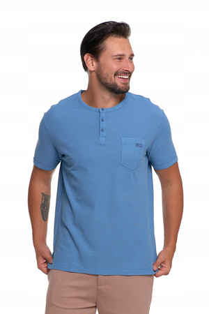 T-Shirt Męski Elegancki Koszulka z Guzikami Bluzka Krótki Rękaw MORAJ 