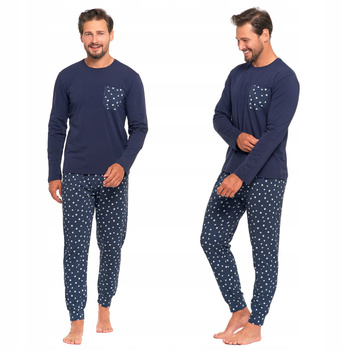 PIŻAMA MĘSKA Bawełniana Długi Rękaw i Spodnie Klasyczna Żaglówki MORAJ