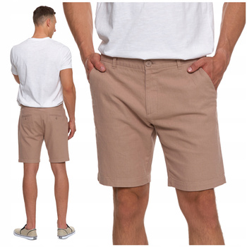 Eleganckie SZORTY LNIANE MĘSKIE Krótkie Spodenki Chinosy Modne MORAJ