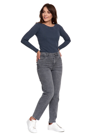 SPODNIE MOM FIT JEANSOWE DAMSKIE WYSOKI STAN LUŹNE MODNE JEANSY MORAJ