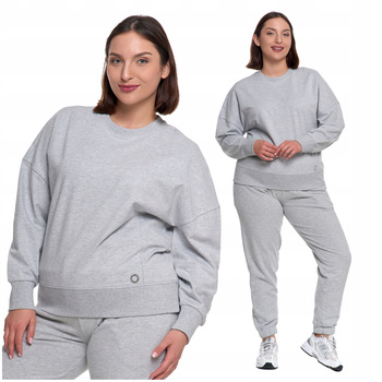 Klasyczna BLUZA DAMSKA Gładka Bez Kaptura Szara Przez Głowę MORAJ