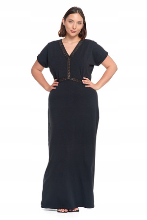 SUKIENKA DAMSKA MAXI Elegancka Dekolt w Serek Rozcięcie Koronka MORAJ 