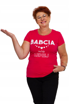 Koszulka Damska Różowa Uroczy UPOMINEK na Dzień Babci Napis MORAJ