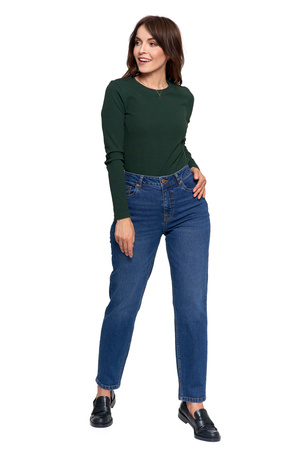 SPODNIE MOM FIT JEANSOWE DAMSKIE WYSOKI STAN LUŹNE MODNE JEANSY MORAJ