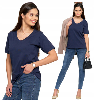 T-Shirt Damski Bawełna PREMIUM Luźna Koszulka Wygodna Dekolt V MORAJ