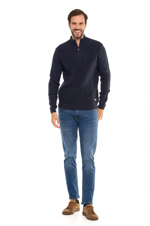 Sweter Męski Ze Stójką Zapinany Pod Szyją Elegancki Sweterek Ciepły MORAJ 